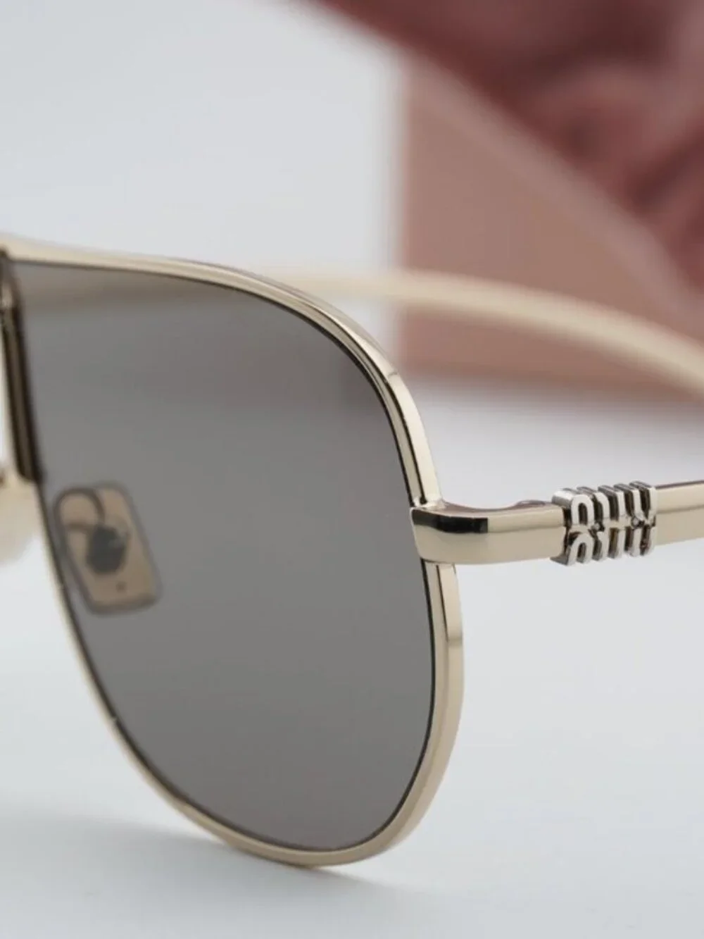 Miu Miu MUA56S ZVN80Q Geometric Sunglasses – Gold/Dark Grey